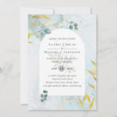 ボタニッ芸術品を気取ったク緑化金ゴールド結婚式招待状 招待状 (正面)