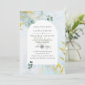 ボタニッ芸術品を気取ったク緑化金ゴールド結婚式招待状 招待状 (スタンド正面)