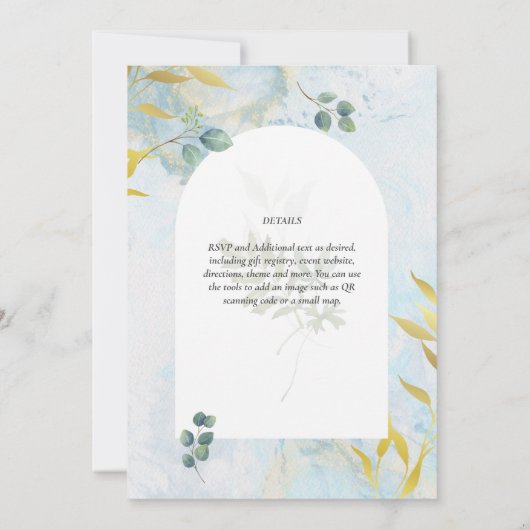 ボタニッ芸術品を気取ったク緑化金ゴールド結婚式招待状 招待状 (裏面)