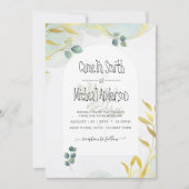 ボタニッ芸術品を気取ったク緑化金ゴールド結婚式招待状 招待状 (正面)