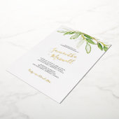 ボタニッ葉クウォータ結婚コロのフォイル招待状 箔招待状 (回転した状態)