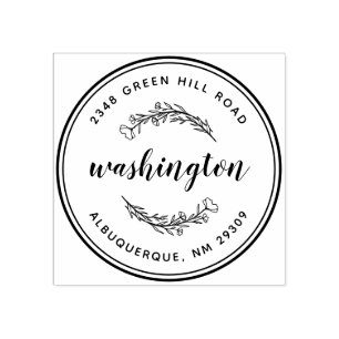 ボタニッ葉クスラウンドファミリー名差出人住所 ラバースタンプ