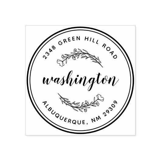 ボタニッ葉クスラウンドファミリー名差出人住所 ラバースタンプ (インプリント)