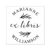 ボタニッ葉クスラウンド名Ex Libris蔵書票 セルフインキングスタンプ (デザイン)