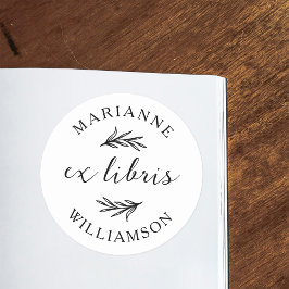 ボタニッ葉クスラウンド名Ex Libris蔵書票 ラウンドシール