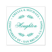 ボタニッ葉クス結婚ラウンド差出人住所 セルフインキングスタンプ (デザイン)