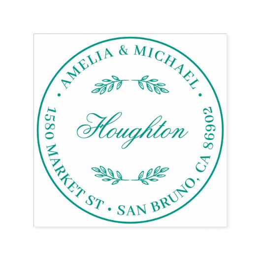 ボタニッ葉クス結婚ラウンド差出人住所 セルフインキングスタンプ (デザイン)