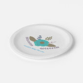 ボタニッ葉クヴィンテージティール（緑がかった色）ブルーフローラプレート ペーパープレート (アングル)