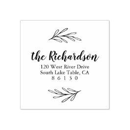 ボタニッ葉ク差出人住所自己インク ラバースタンプ