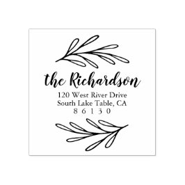 ボタニッ葉ク差出人住所自己インク ラバースタンプ