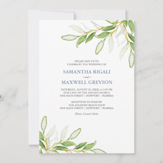 ボタニッ葉ク庭園の結婚式招待状 (正面)