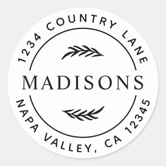 ボタニッ離れクスモダンラウンド差出人住所 ラウンドシール (正面)