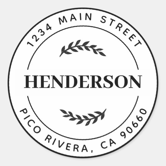 ボタニッ離れクスモダンラウンド差出人住所 ラウンドシール (正面)