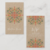 ボタニフローリスト緑のマンダラデザイナークラフト 名刺 (正面/裏面)