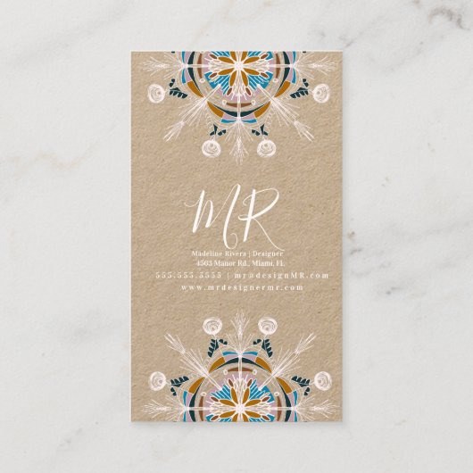 ボタニフローリストYoga Boho Mandala Kraft 名刺 (裏面)