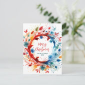 ボタニモダンカルカラフルクリスマスリース シーズンポストカード (スタンド正面)