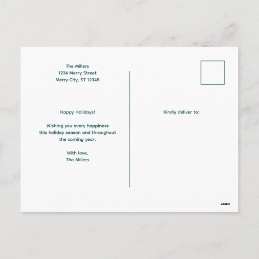 ボタニモダンカルカラフルクリスマスリース シーズンポストカード (裏面)