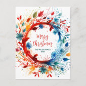 ボタニモダンカルカラフルクリスマスリース シーズンポストカード (正面)