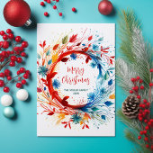 ボタニモダンカルカラフルクリスマスリース シーズンポストカード