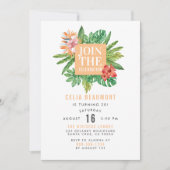 ボタニモダンカルカラフルトロピカルバースデーパーティー 招待状 (正面)