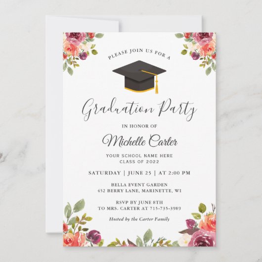 ボタニモダンカルフローラガール卒業パーティー 招待状 (正面)