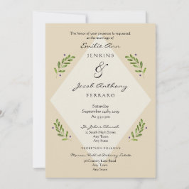 ボタニモダンカル伝統的結婚式招待状 招待状