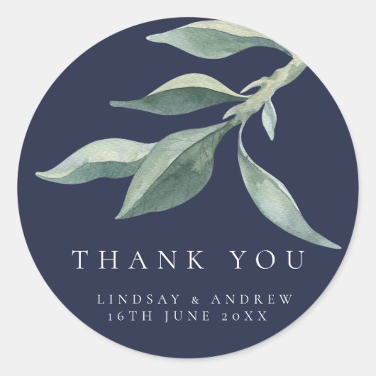 ボタニモダンカル葉結婚式の引き出物シール ラウンドシール (正面)