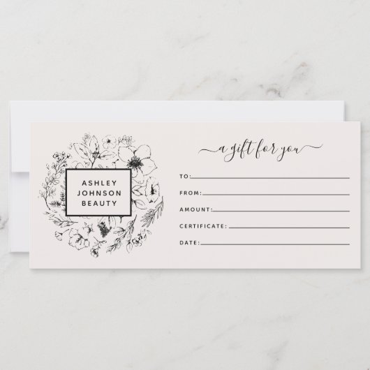 ボタニモダンカル赤面&ブラックギフト証書 (正面)