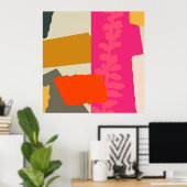 ボタニモダン芸術的カルシルエットカラーブロック ポスター (ホームオフィス)