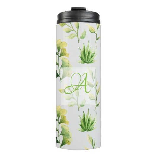 ボタニモノグラムのック葉スウォーターカラーグリーンデコ タンブラー (正面)