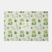 ボタニモノグラムのック葉スウォーターカラーグリーンデコ ドアマット (正面)