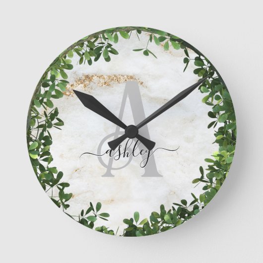 ボタニユニークカルパーソナライズされたテーマ付きキーチェーン ラウンド壁時計 (正面)