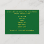 ボタニーグリーン植物子供部屋熱帯植物 名刺 (裏面)