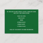 ボタニーグリーン植物子供部屋熱帯植物 名刺 (裏面)