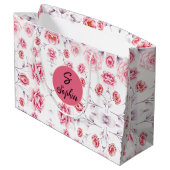 ボタニーピンク牡丹ビンテージフローラルパタユニークーン ラージペーパーバッグ (裏面アングル)