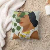 ボタニーポートレート – 緑の女性 クッション (ブランケット)