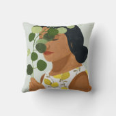ボタニーポートレート – 緑の女性 クッション (裏面)