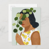 ボタニーポートレート – 緑の女性 ポストカード (正面/裏面)