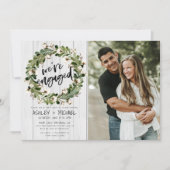 ボタニ素朴カルリーススクリプト2フォト婚約 招待状 (正面)