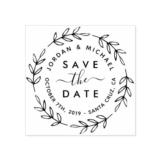 ボタニ素朴カルリース&スクリプト日付を保存 ラバースタンプ (インプリント)