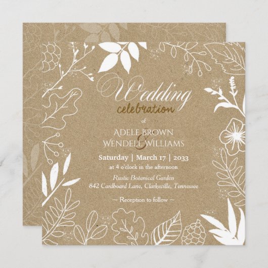 ボタニ素朴カル庭園の結婚式 招待状 (正面/裏面)