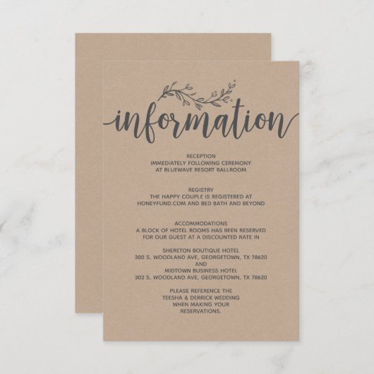 ボタニ素朴カル結婚インフォメーションエンクロージャ エンクロージャーカード (正面/裏面)