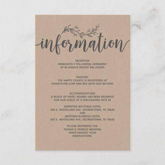 ボタニ素朴カル結婚インフォメーションエンクロージャ エンクロージャーカード (正面)