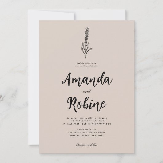 ボタニ素朴カル結婚式招待状 招待状 (正面)