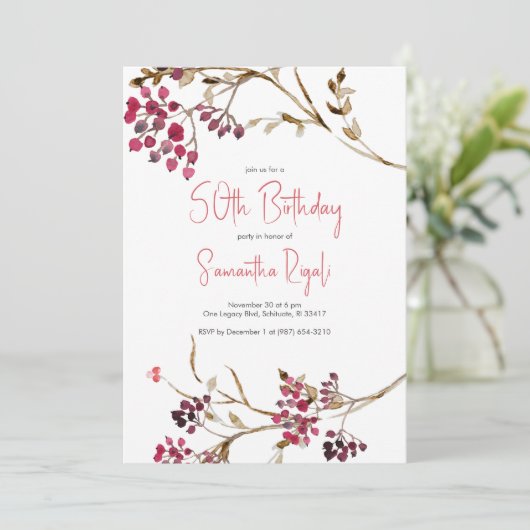 ボタニ素朴カル50番目の誕生日招待状 招待状 (スタンド正面)