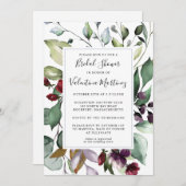 ボタニ素朴モダンカルグリーンブライダルシャワー 招待状 (正面/裏面)