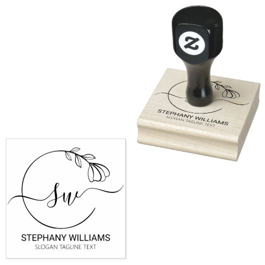 ボタニ葉カルフェミニンカスタムイニシャル ラバースタンプ (押印)