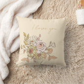 ボタパーソナライズされたニカルベージュ私はあなたを愛する枕 クッション (ブランケット)