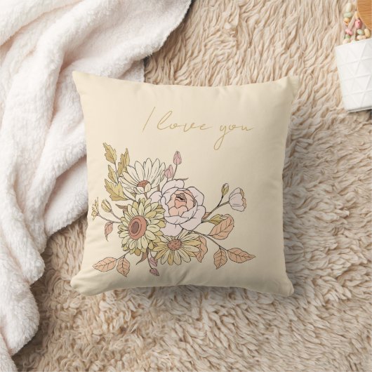 ボタパーソナライズされたニカルベージュ私はあなたを愛する枕 クッション (ブランケット)