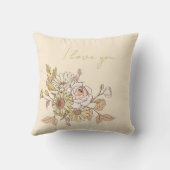 ボタパーソナライズされたニカルベージュ私はあなたを愛する枕 クッション (裏面)